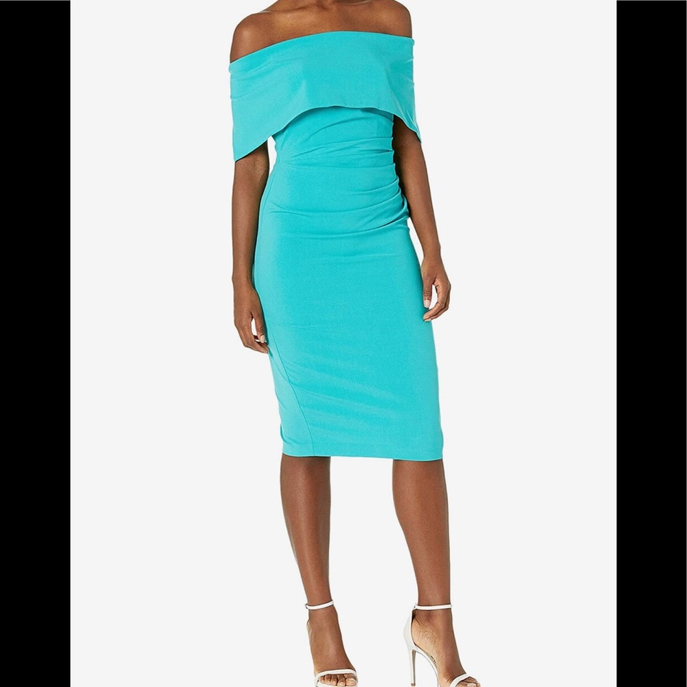 NWT Turquoise Color Vince Camuto Off-Shoulder Dress, Size 6